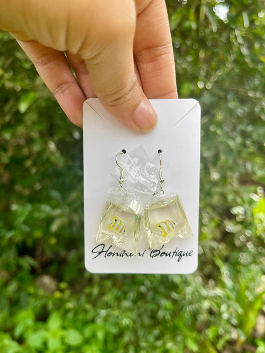 Tropical Fish in a Bag Earrings - Yellow Butterfly