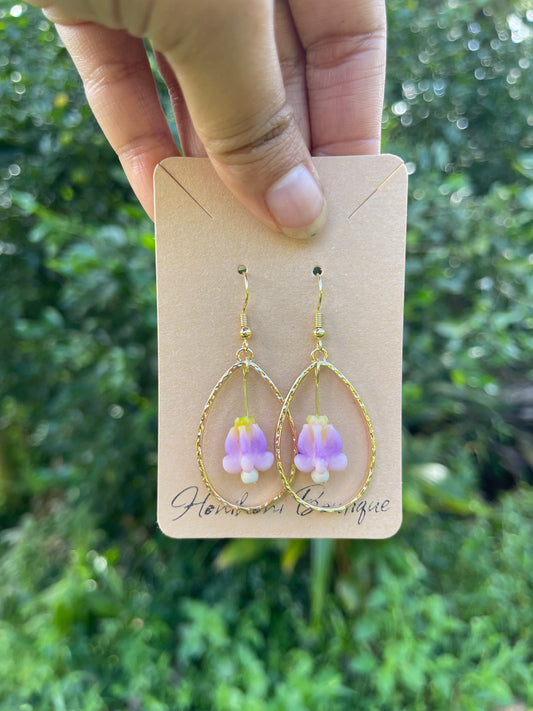 Clay Crown Flower Teardrop Earrings