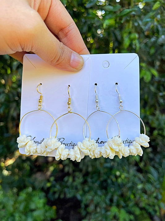 Gardenia Hoop Dangle Earrings (Gold/Silver)