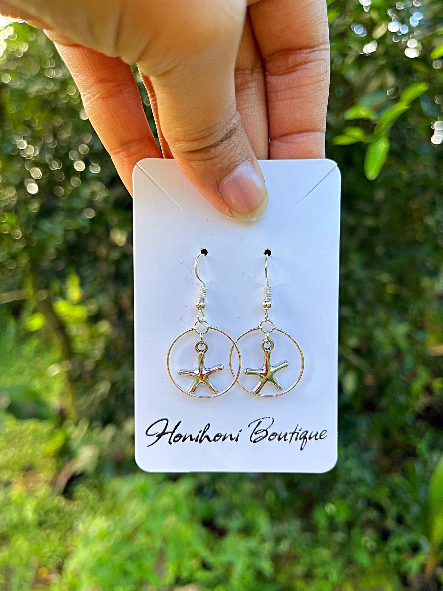 Silver Starfish Circle Earrings (Variety)