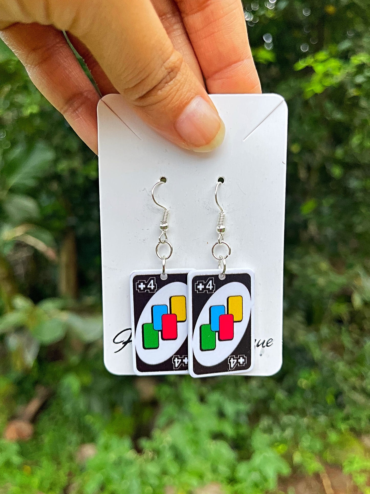 Uno Card Earrings