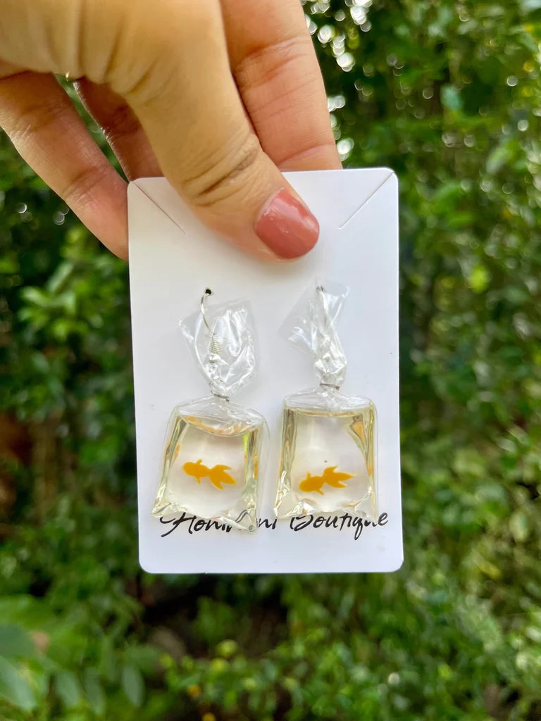 Gold Fish In A Bag Earrings (Variety)