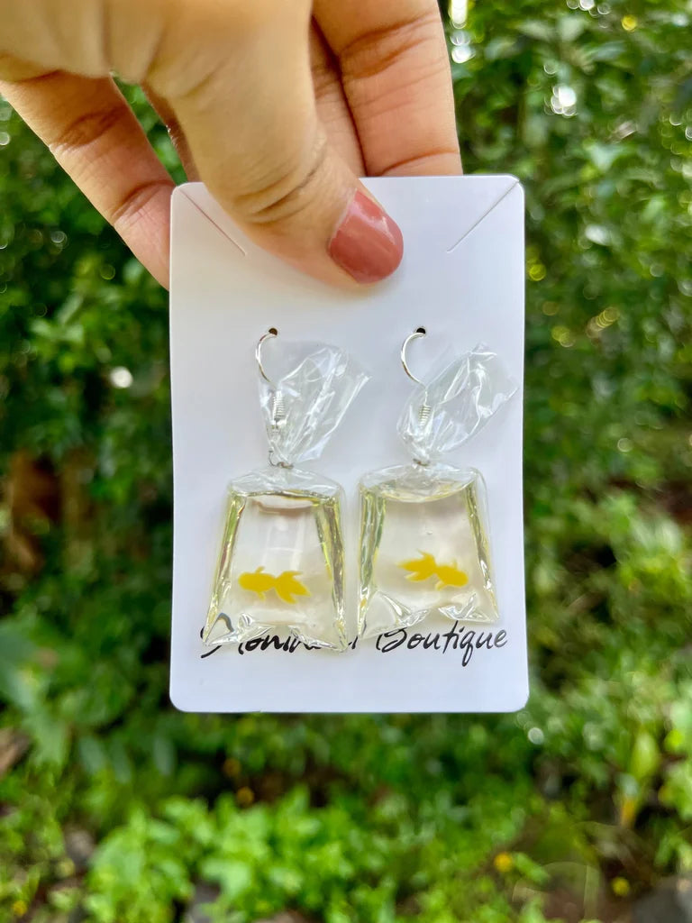 Gold Fish In A Bag Earrings (Variety)