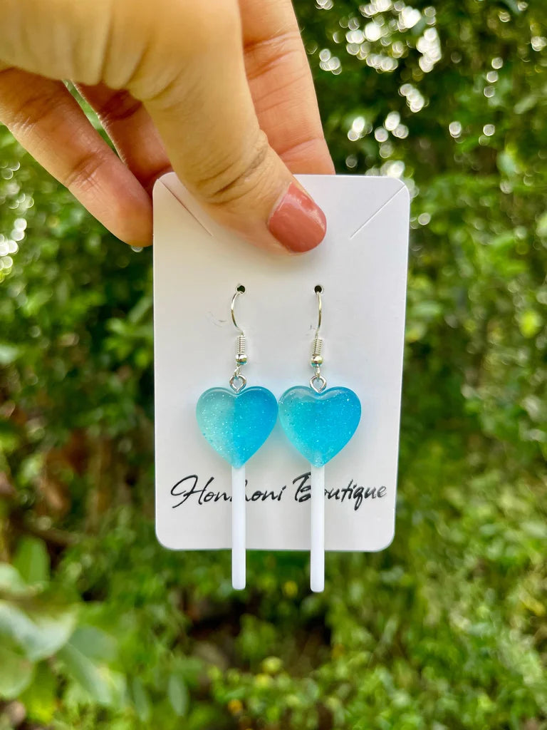 Two-Tone Heart Lollipop Earrings (Variety)