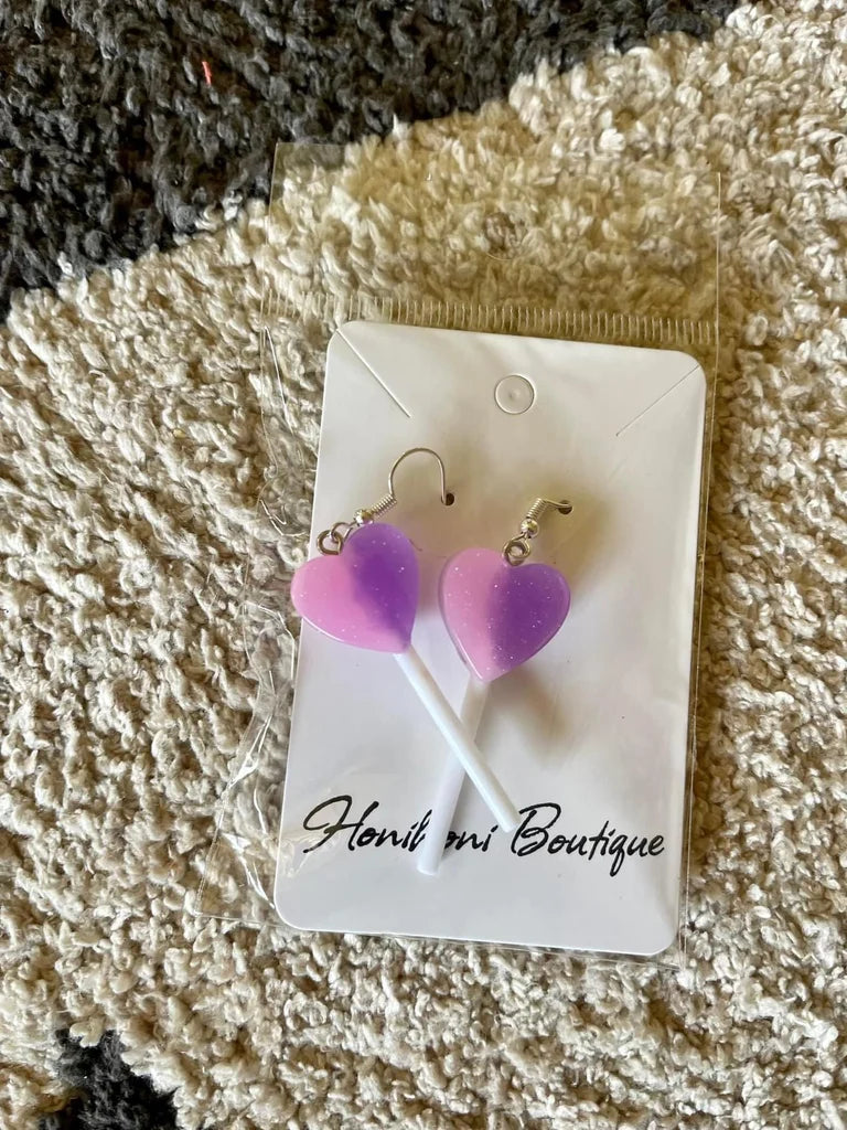 Two-Tone Heart Lollipop Earrings (Variety)