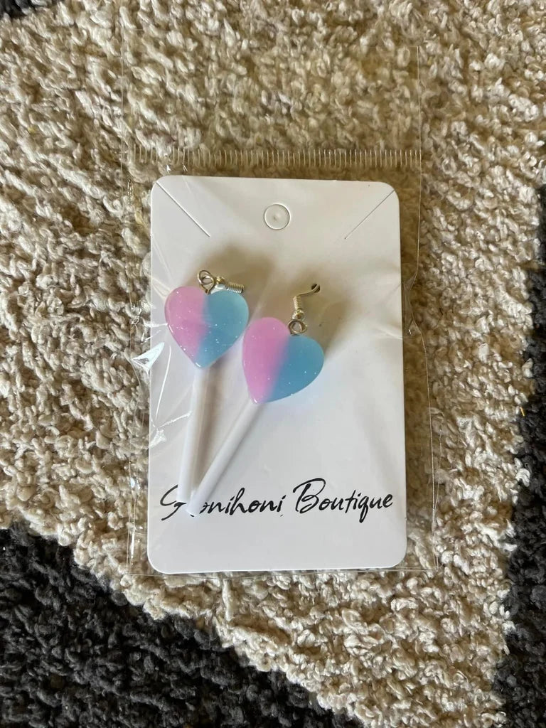 Two-Tone Heart Lollipop Earrings (Variety)