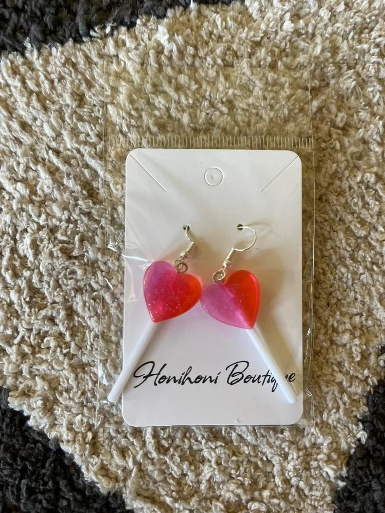 Two-Tone Heart Lollipop Earrings (Variety)