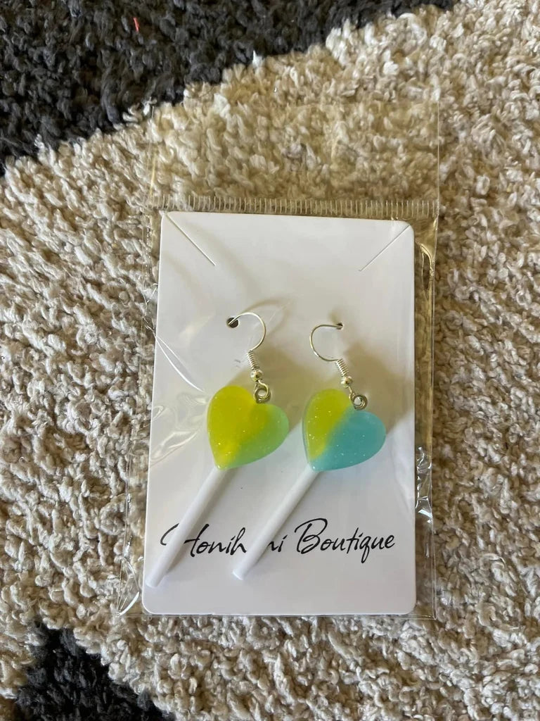 Two-Tone Heart Lollipop Earrings (Variety)